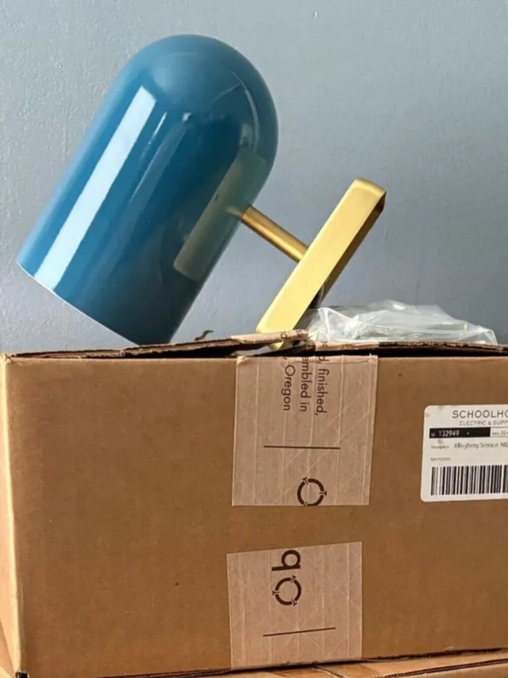 New Schoolhouse Allegheny Sconce - Blue / Brass - Modern Wall Light